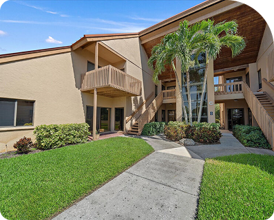 Landscaped courtyard and stairway at Ringling Professional Center